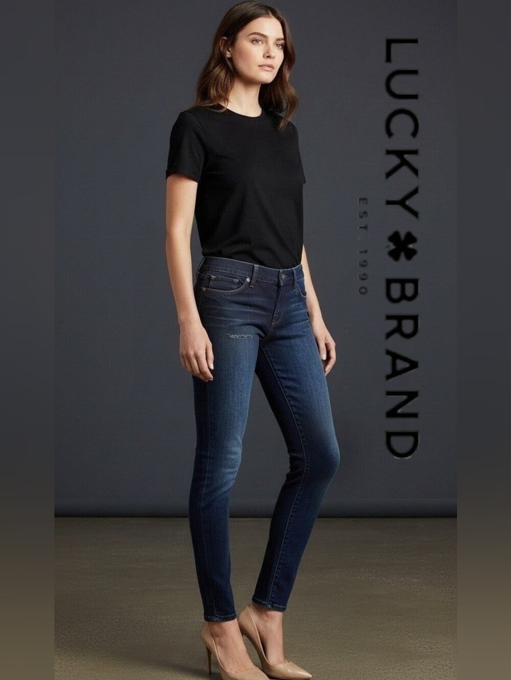 Lucky Brand Charlie Skinny Ankle Length Distressed Jeans Dark WashS 6/28